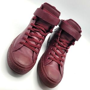 Leather Burgundy Hi-Top Chucks